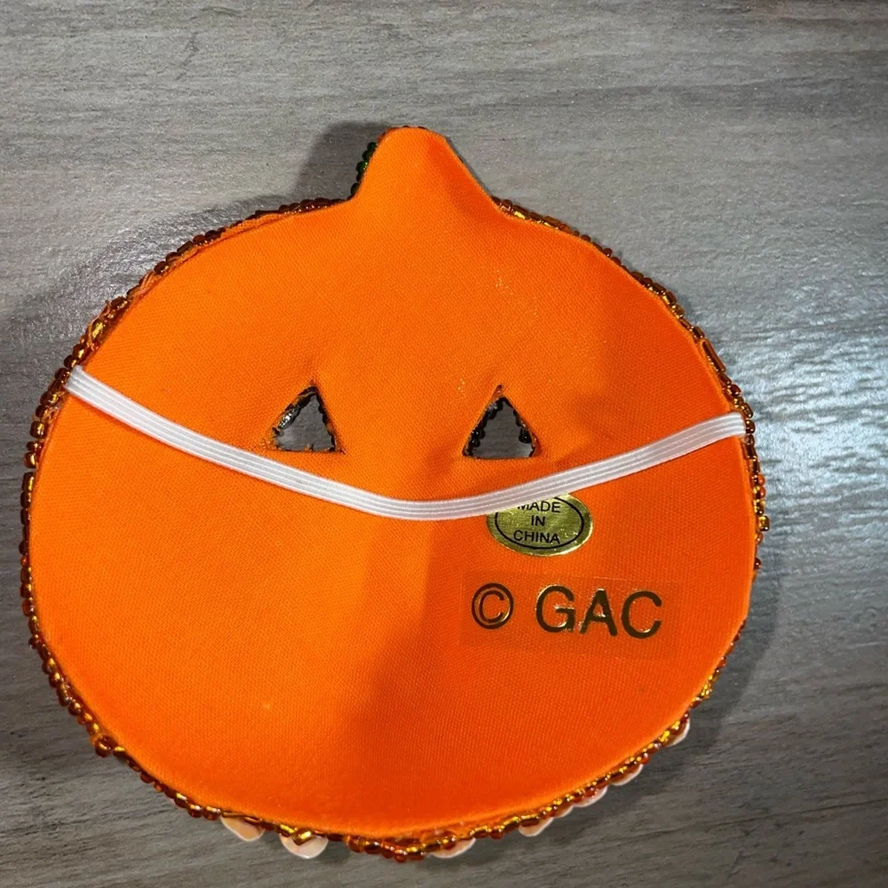ORANGE sequined Jack o lantern craft decor NWT